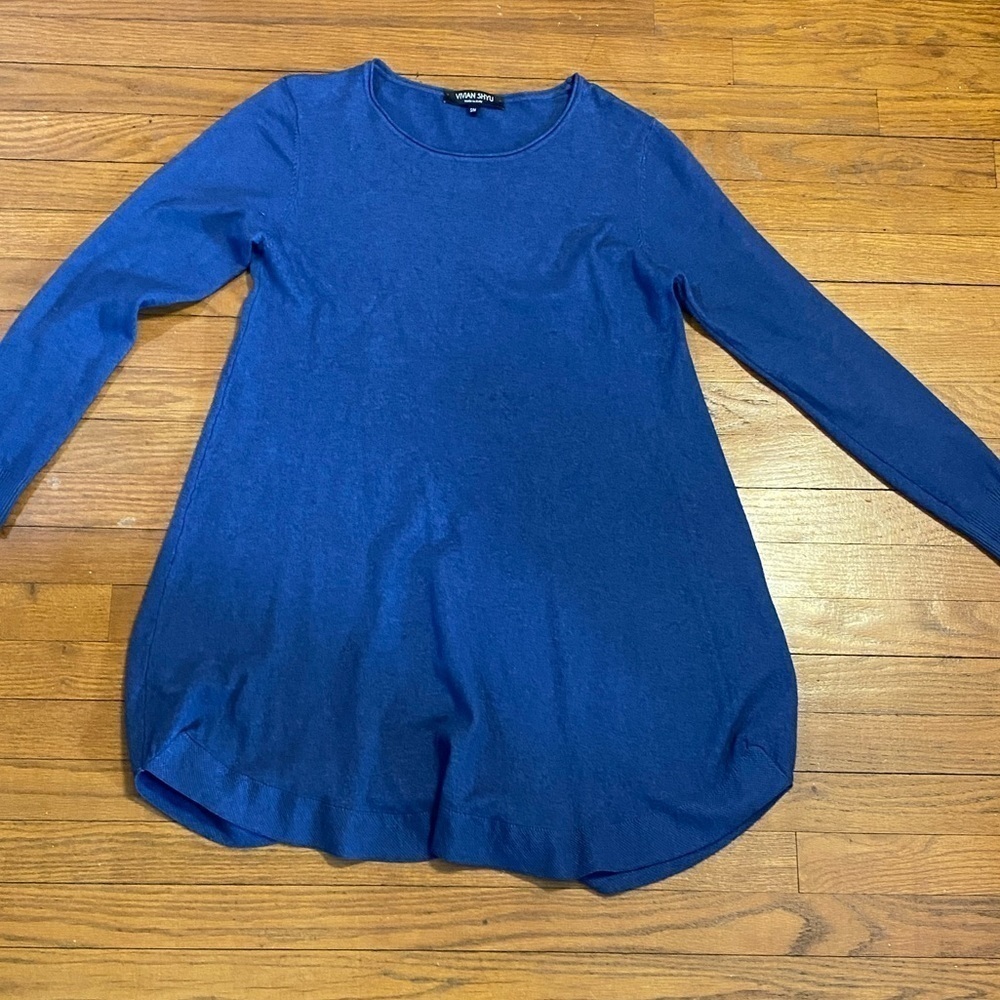 Vivian Shyu knit tunic long sleeve asymmetrical hoodie top crew neck